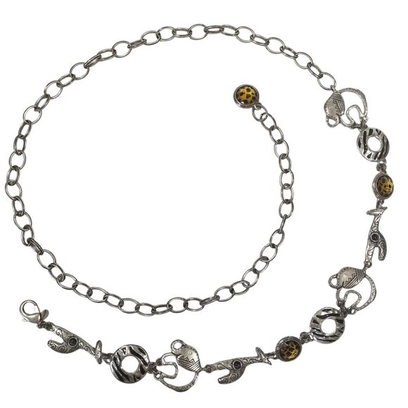Chico's Animal Chain Belt w/ Giraffes and Elephants - Picture 1 of 9